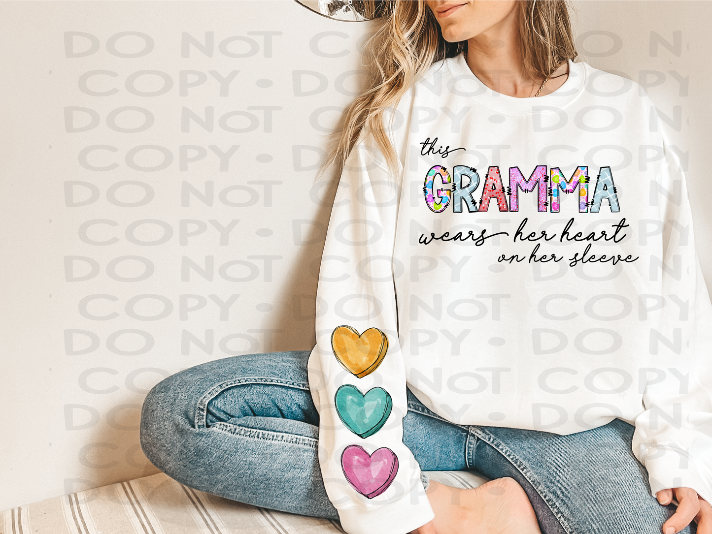 This Gramma wears her heart on her sleeve - DTF **READ DESCRIPTION**