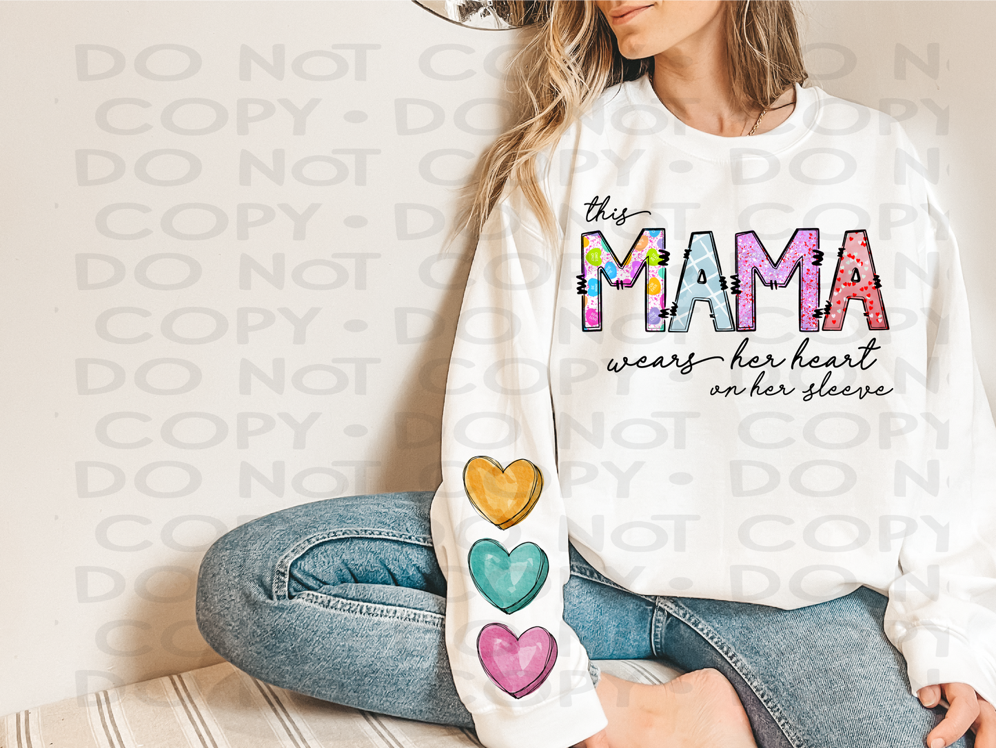 This Mama wears her heart on her sleeve - DTF **READ DESCRIPTION**