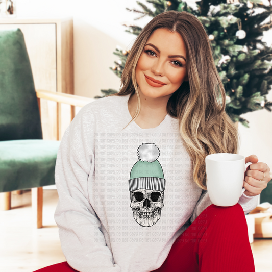 Winter skellie Green hat - DTF