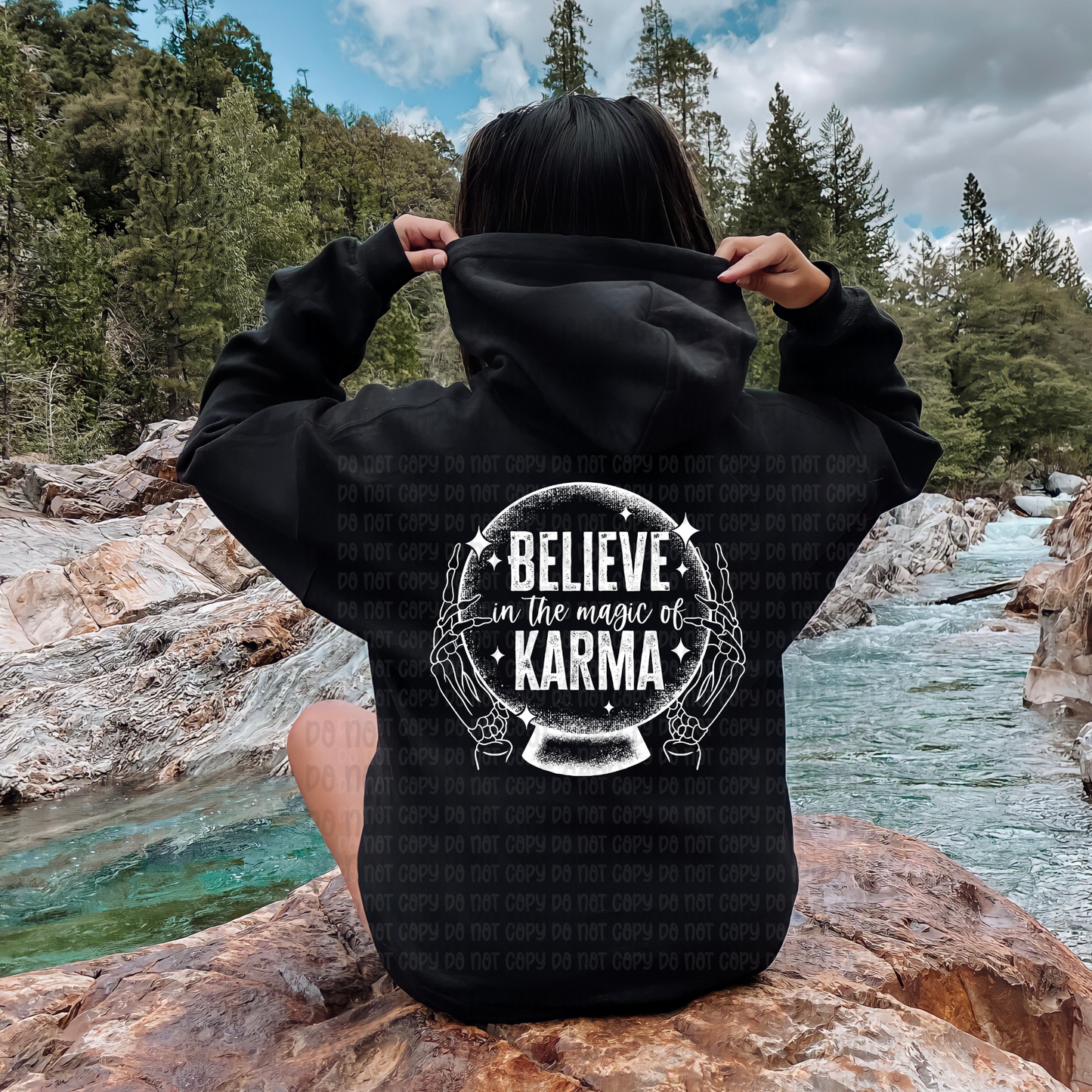 Believe in the magic of karma in black - DTF