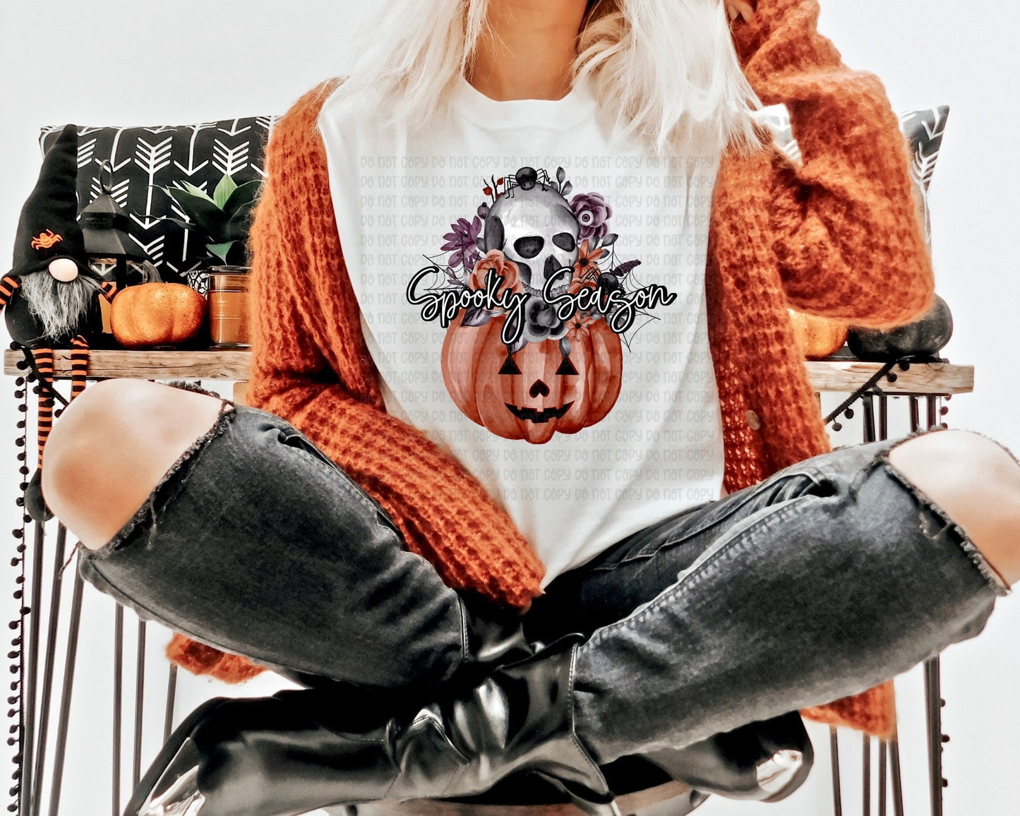 Spooky Season Pumpkin Skull - DTF