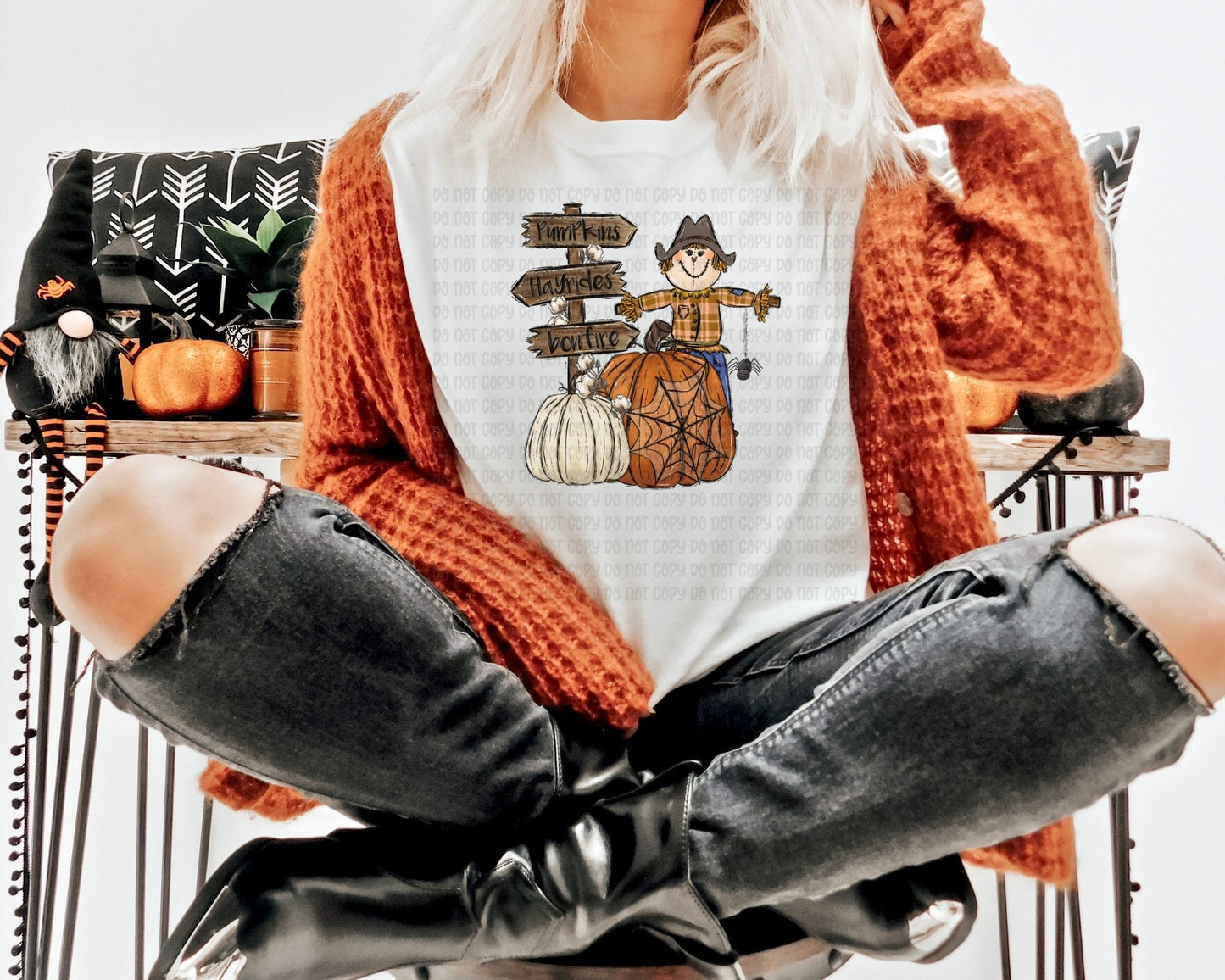 Pumpkins hayride bonfire scarecrow- DTF