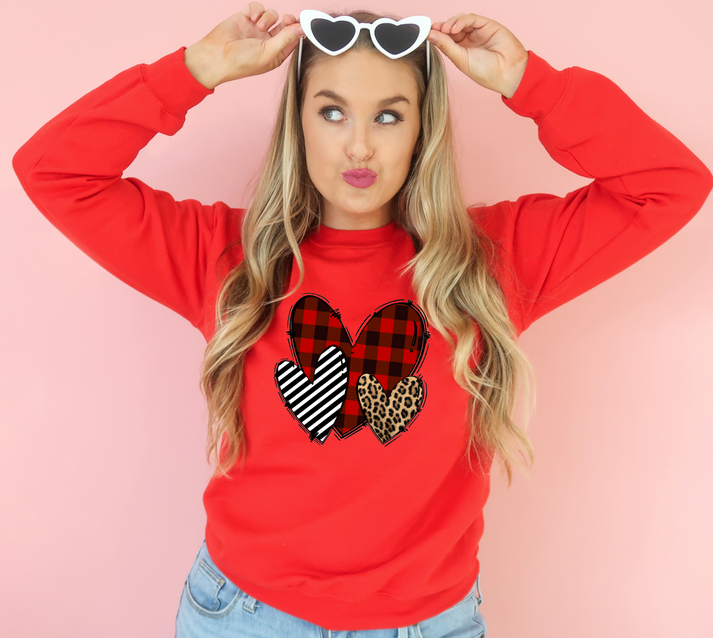 Plaid And Leopard Heart - Adult - DTF